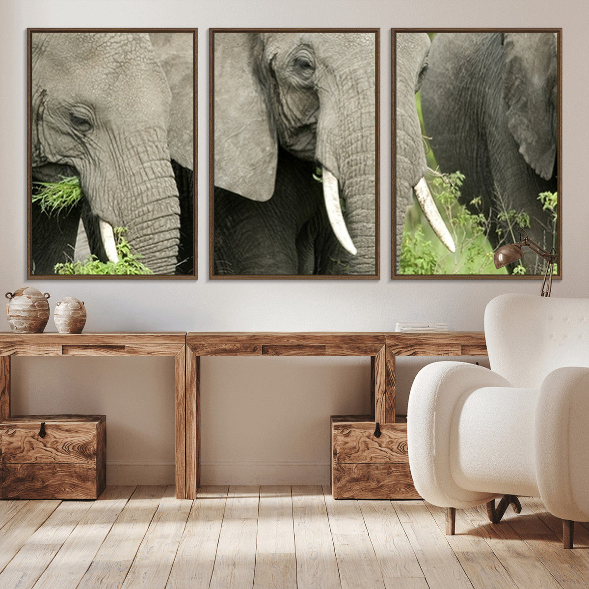 Wild Elephant Wall Art Canvas Print