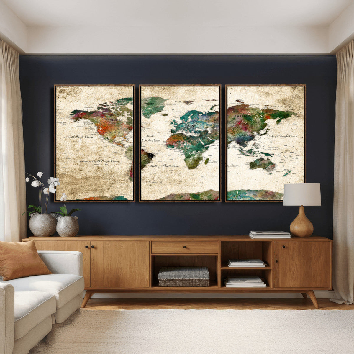 World Map Canvas Print – Framed Detailed Map of the World