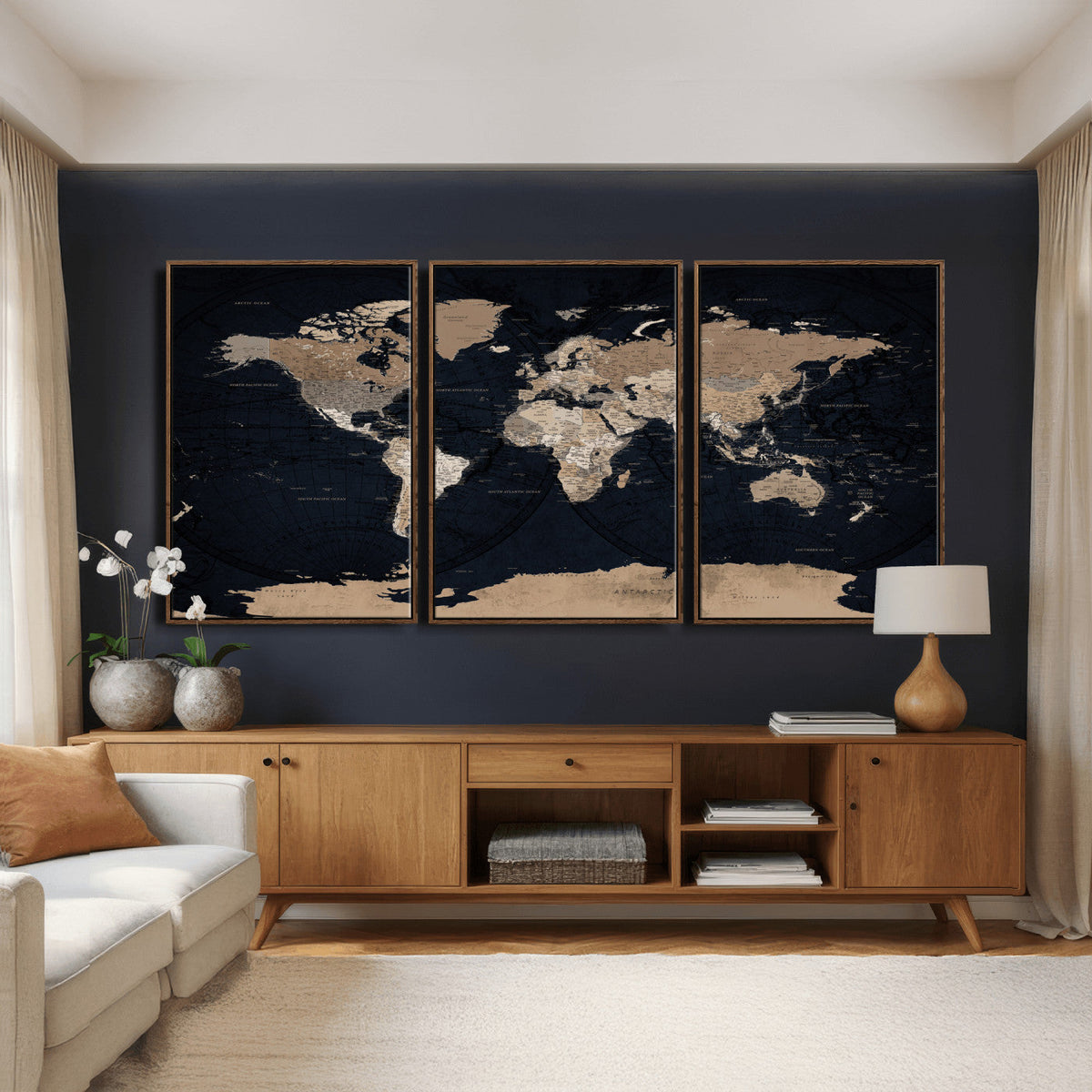 Grunge Wall Art World Map Canvas Print
