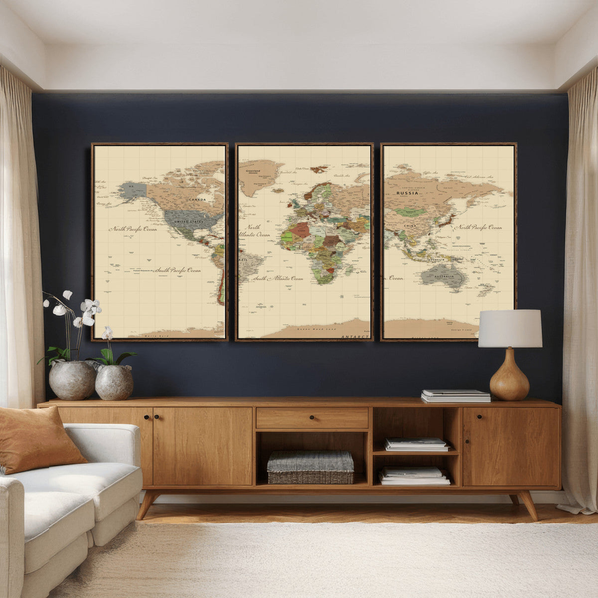 Extra Large World Map Canvas Print – Detailed Map of the