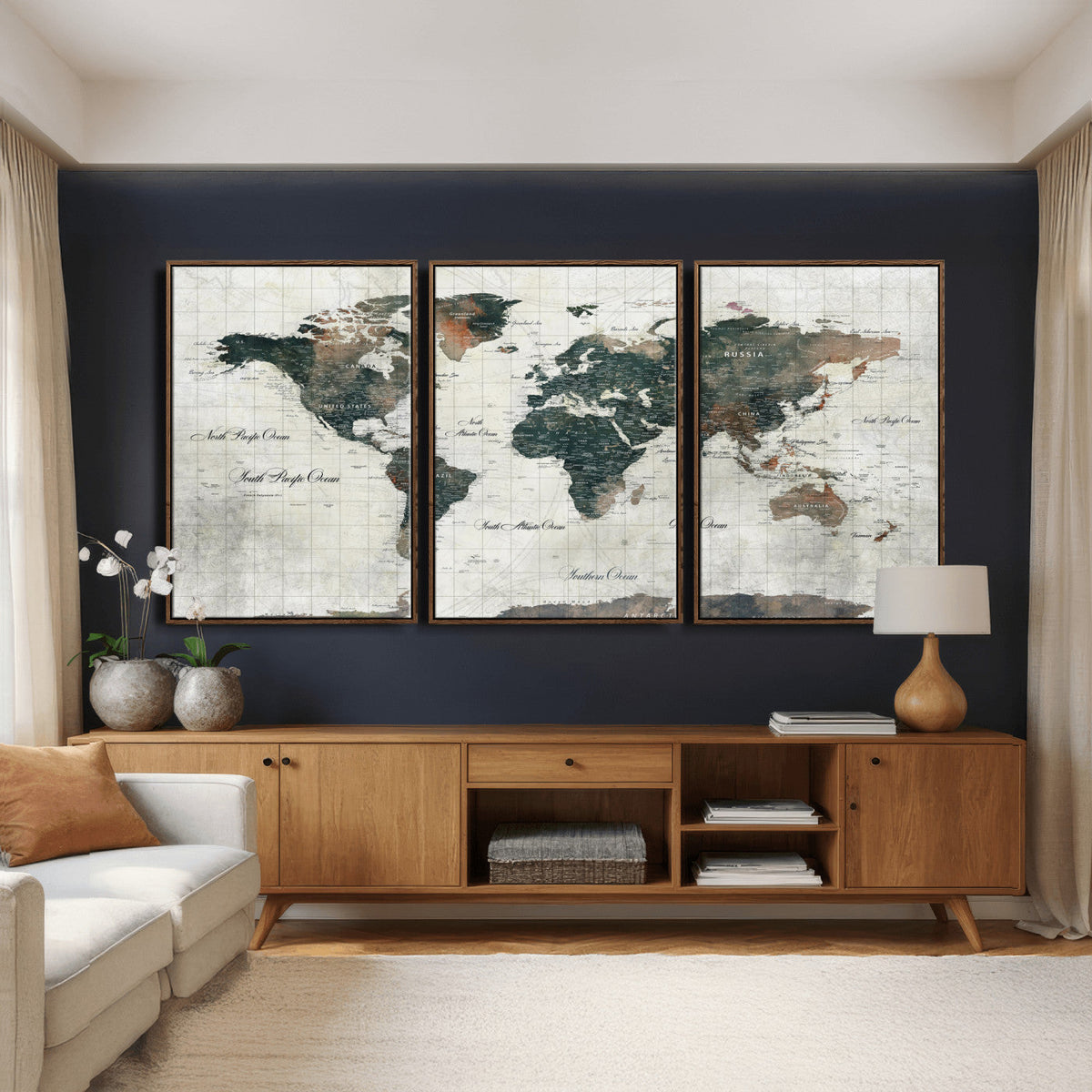 World Map Canvas Print – Framed Travel Map Wall Art for