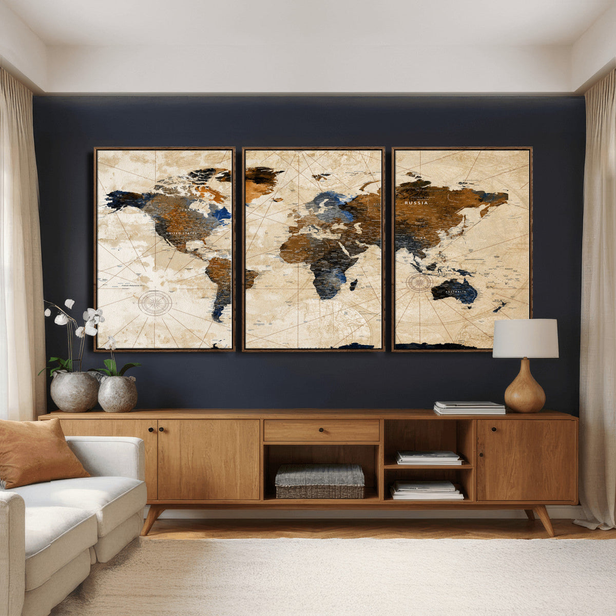 World Map Canvas Print – Framed Travel Map Wall Art for