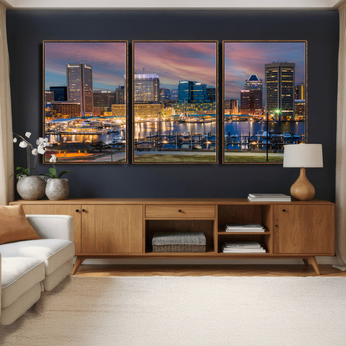 Baltimore Skyline Wall Art Canvas Print, Baltimore Downtown