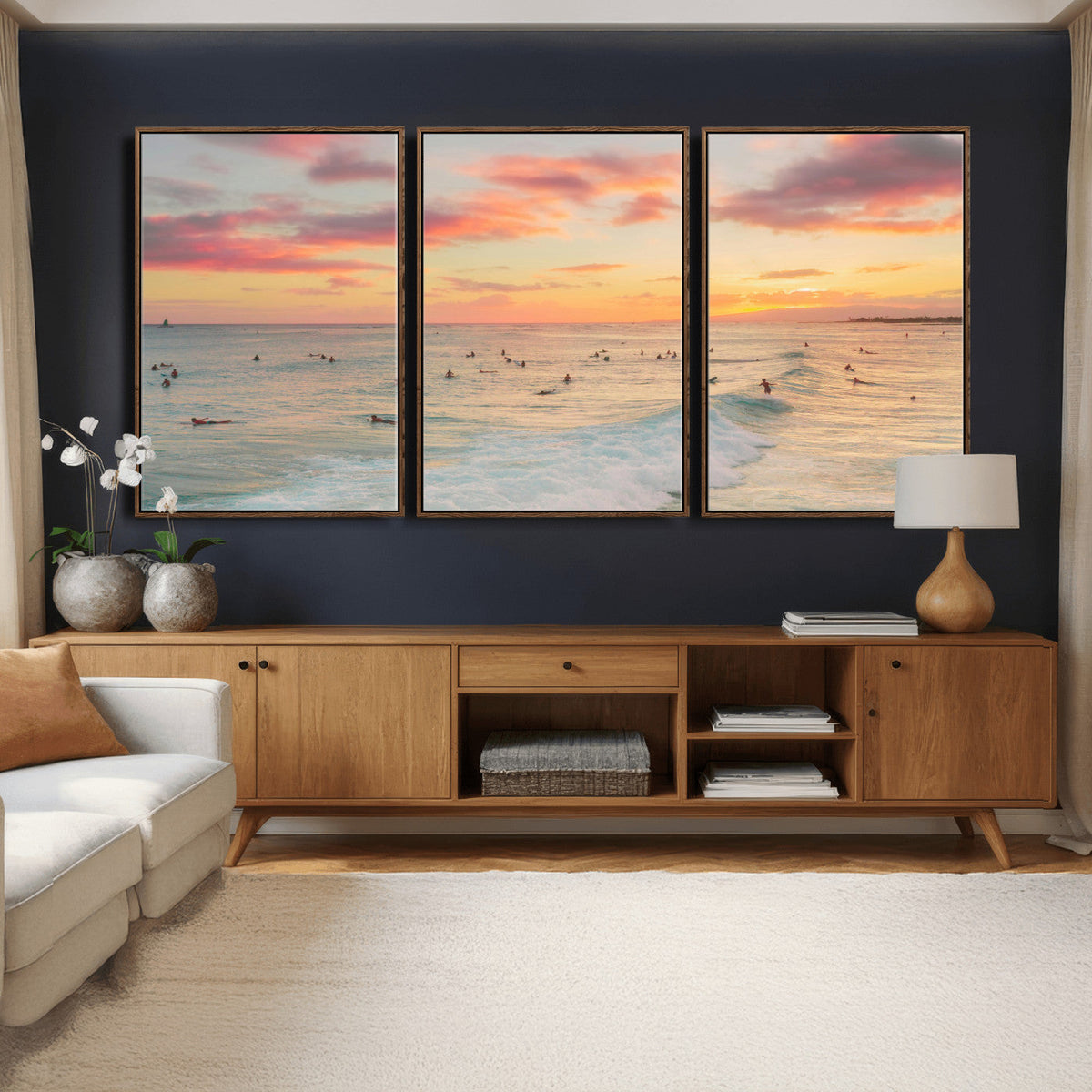 Sunset Beach Wall Art Canvas Print – Soft Coastal