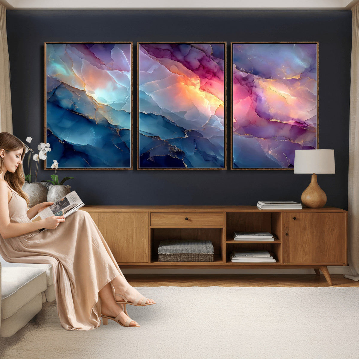 Colorful Abstract Canvas Wall Art Print, Vibrant Popup Color Art Print