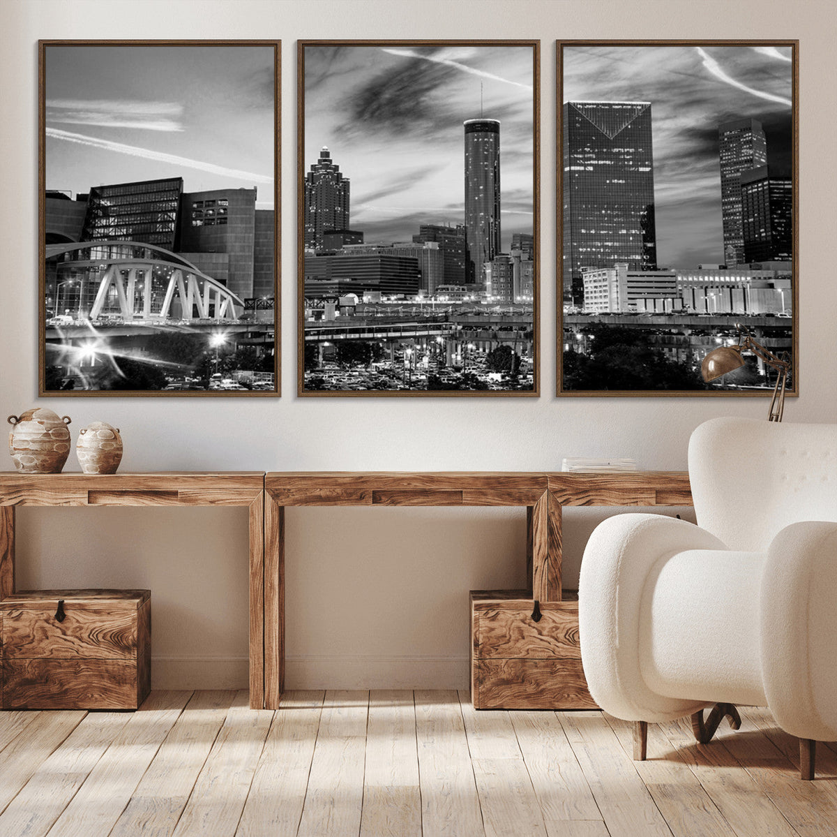 Black and White Atlanta Wall Art Canvas Print