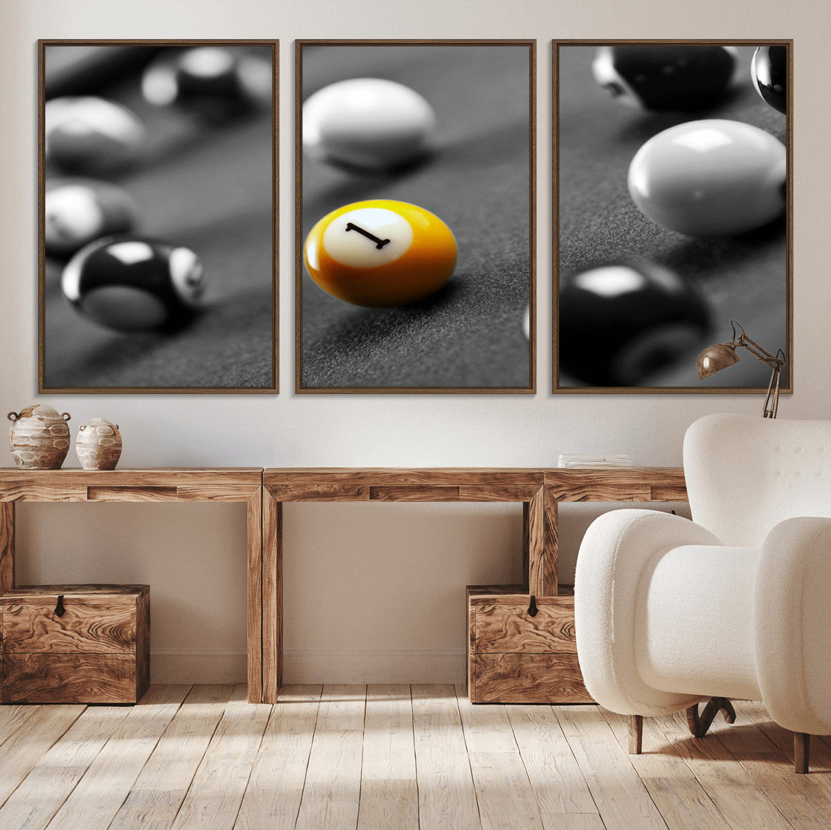 Wall Art Pool Table and Balls Canvas Print
