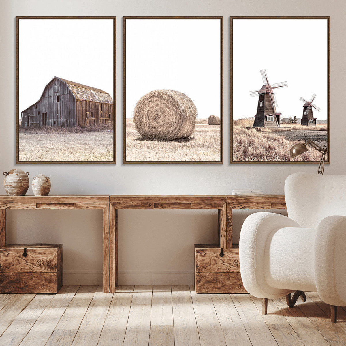 Farm Prints Set, Set of 3 Farmhouse Wall Art, Country House
