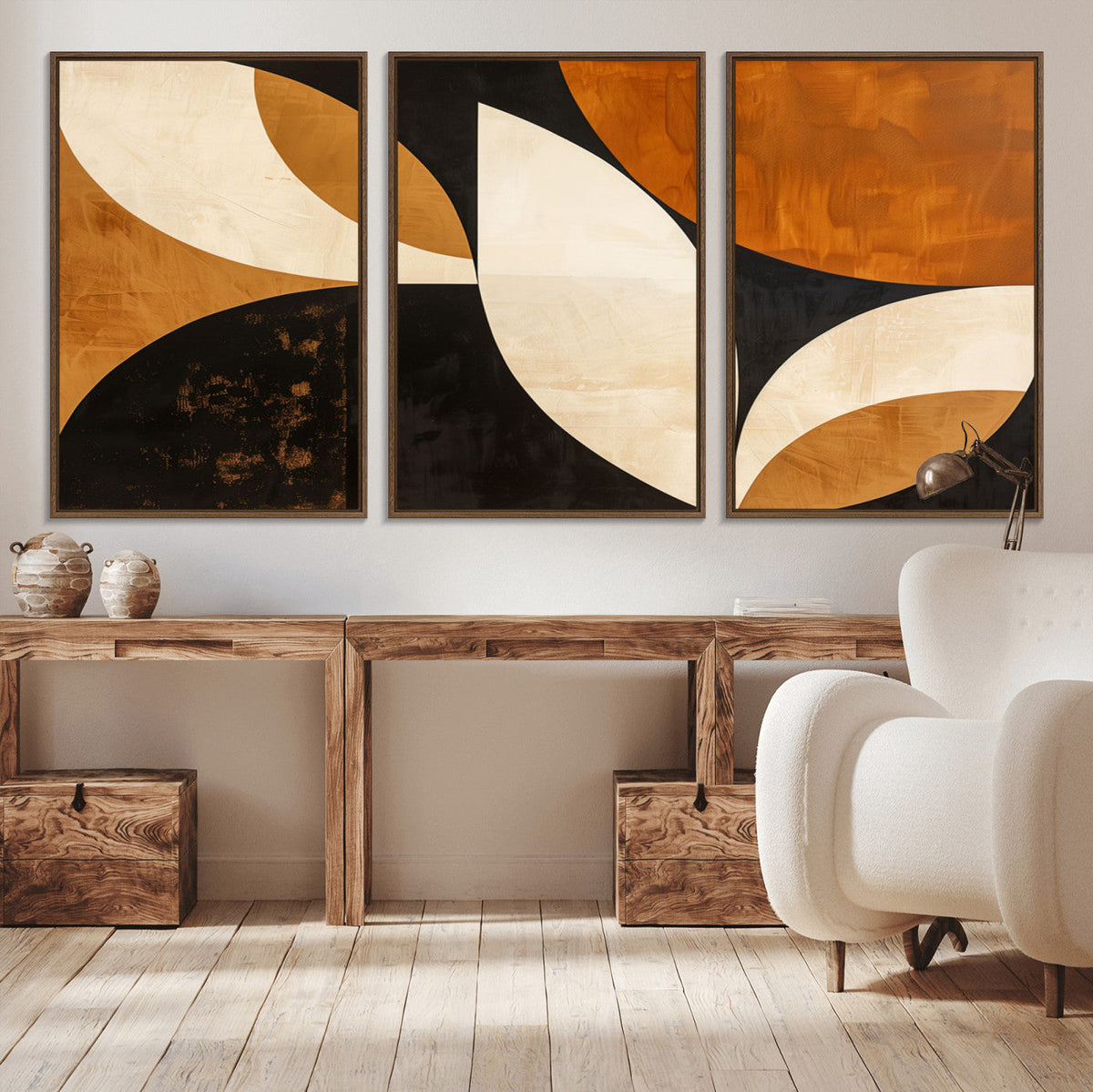 Geometric Abstract Wall Art Canvas Print, Mid Century Modern