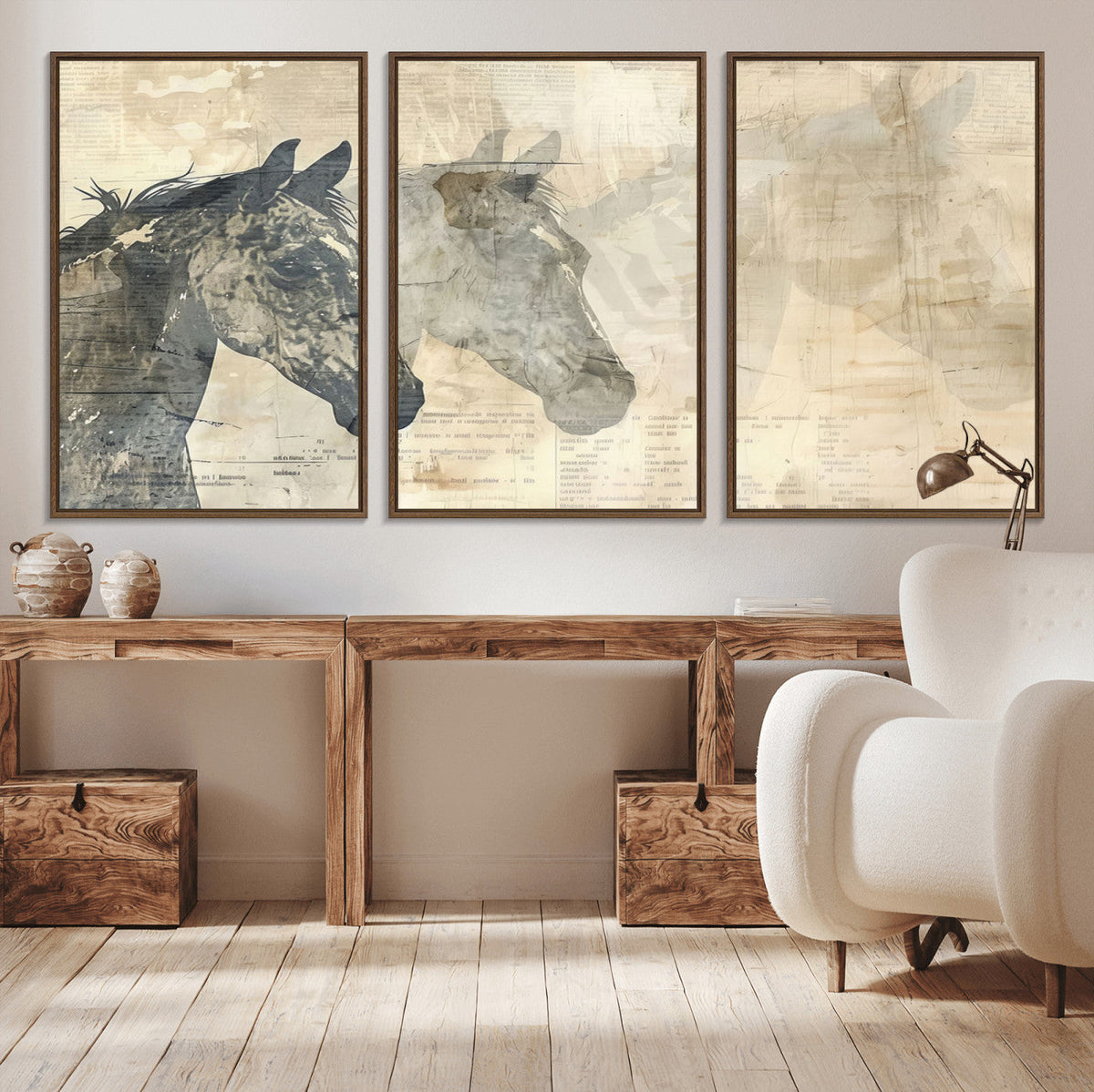 Abstract Horse Canvas Print | Modern Farmhouse Wall Art |
