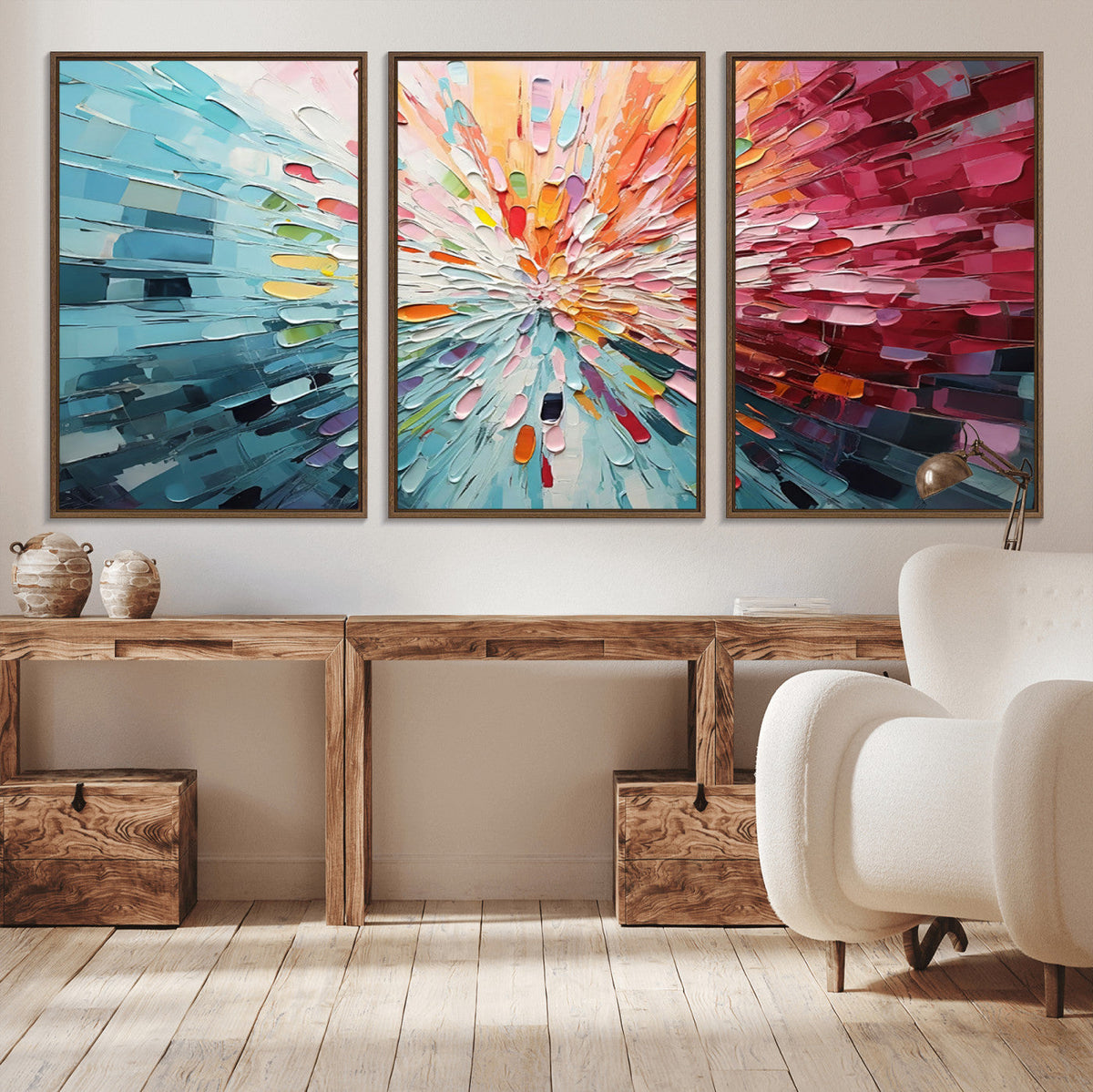 Radiant Bloom Abstract Floral Wall Art Canvas Print -