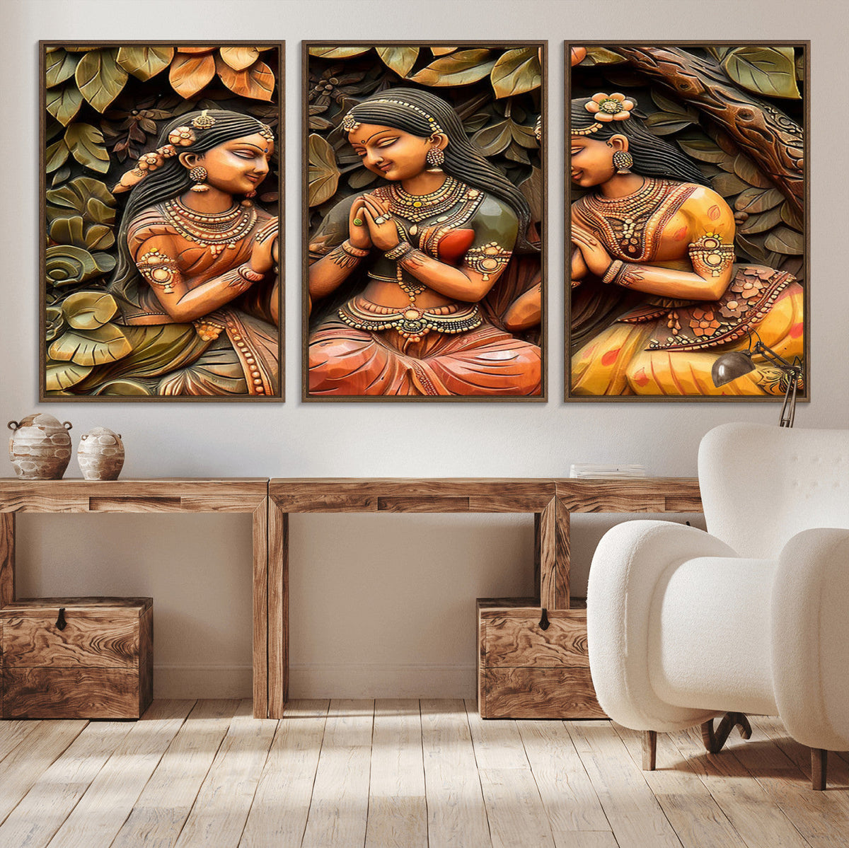 Indian Woman Statue Wall Art Canvas Print