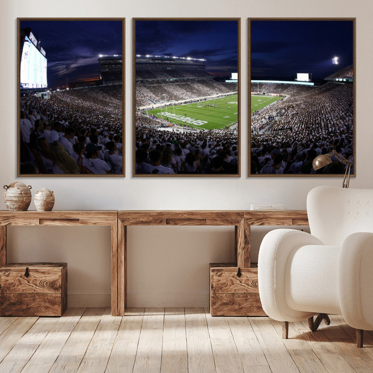 Michigan State Spartans Canvas, Framed Football Team Print -