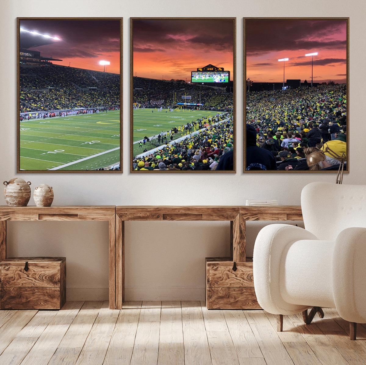 Eugene Autzen Stadium Canvas Wall Art Print – Sunset Over