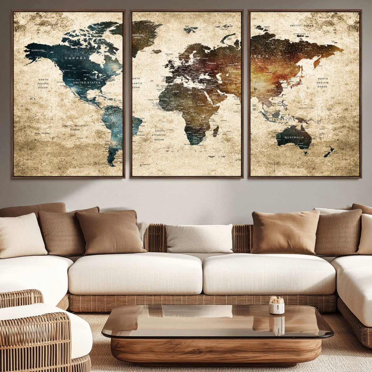 World Map Canvas Print – Detailed Map of the World Wall Art