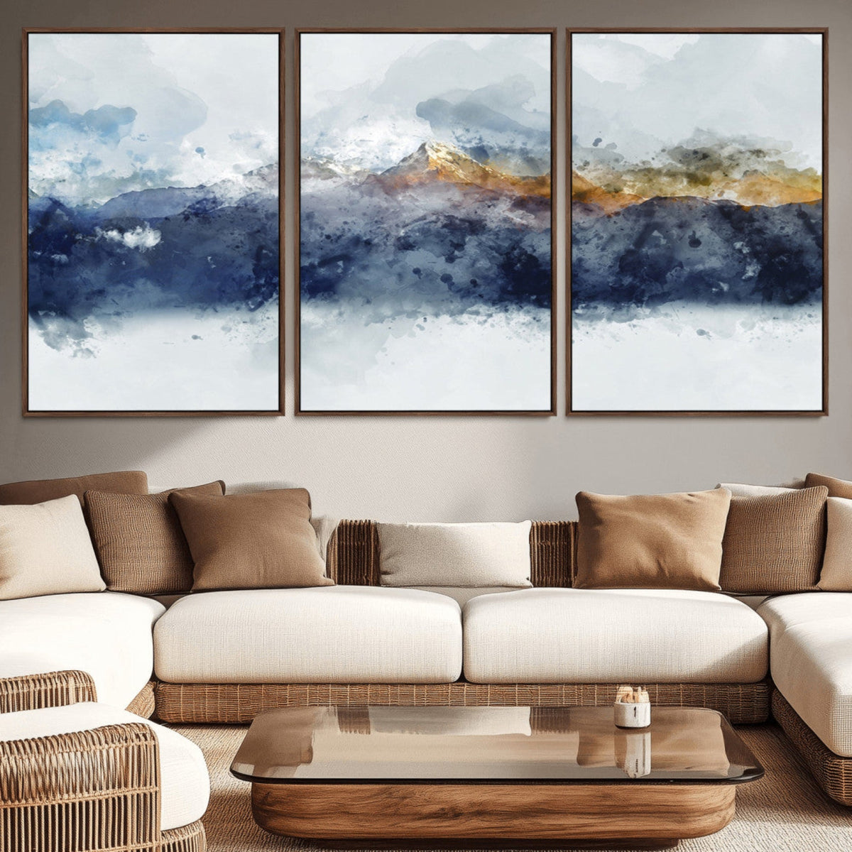 Abstract Mountain Range Art Canvas Print | 3 Panel