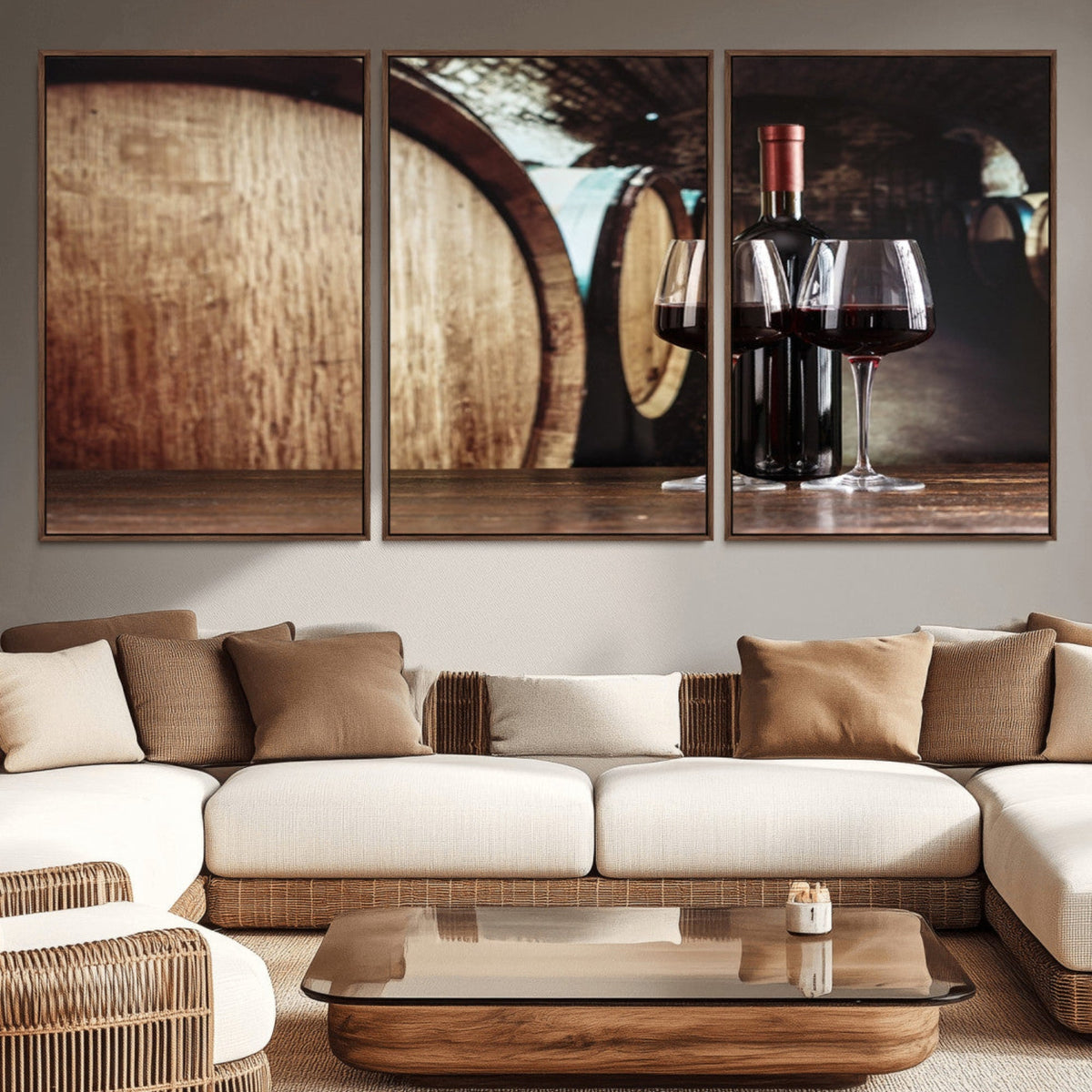 Wine and Barrel Wall Art Canvas Print