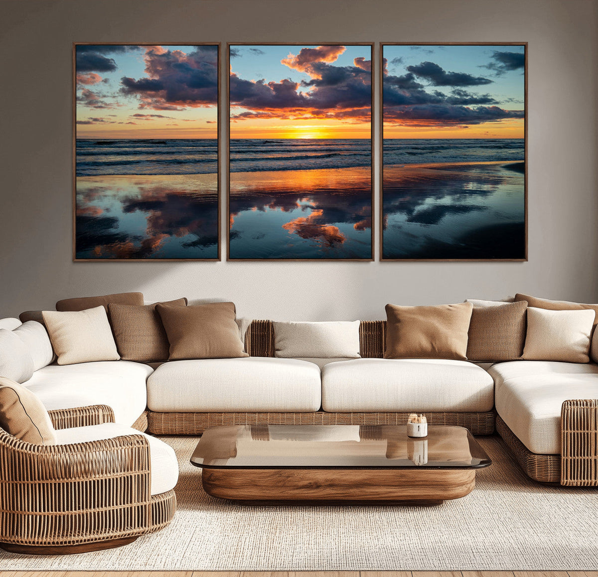 Beach Sunset Print - Stunning Ocean Canvas Artwork with