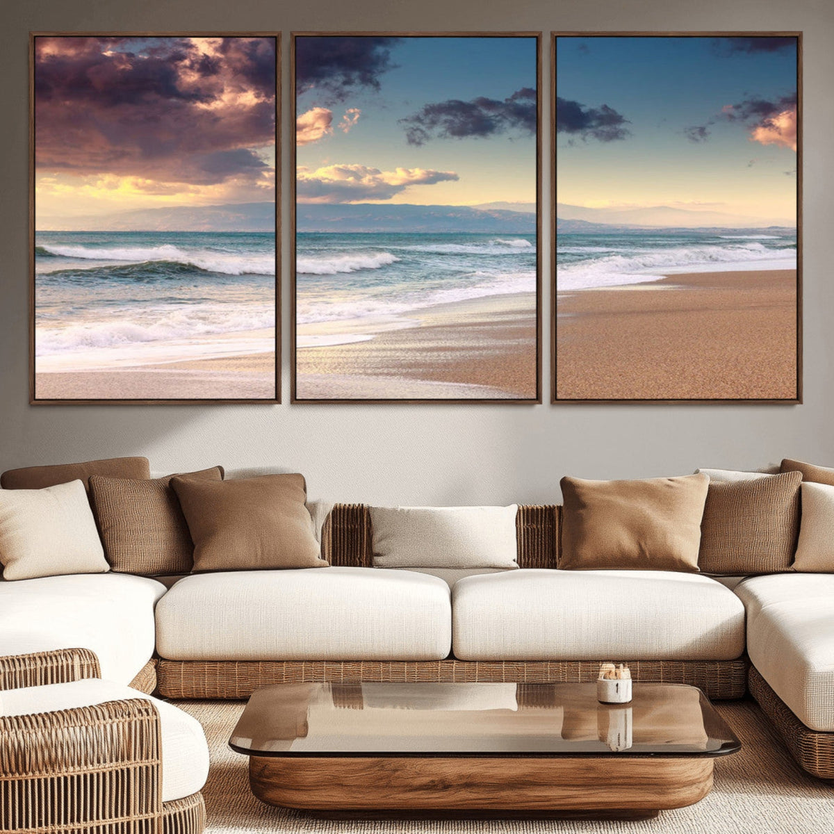 Cloudy Weather Beach Sunset Canvas Print | Sunrise Wall Art