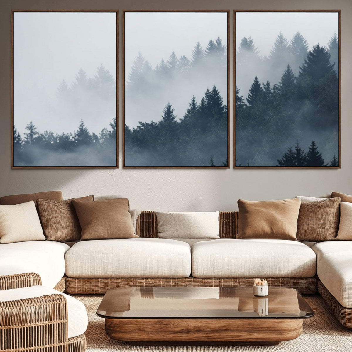 Foggy Pine Forest Wall Art Canvas Print