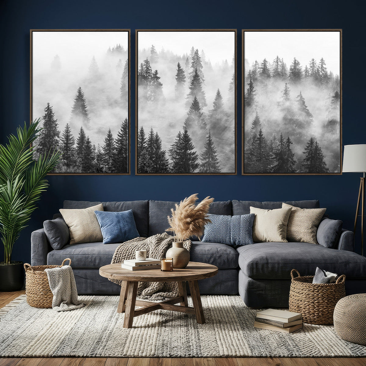 Forest Wall Art Print | Foggy Pine Forest Canvas Wall Art -