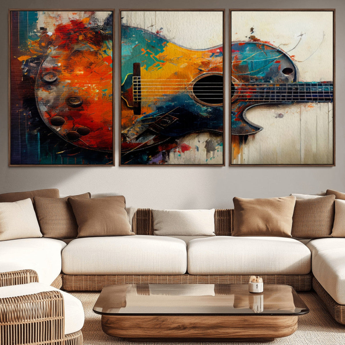 Abstract Guitar Wall Art Canvas | Vibrant Music-Inspired Art