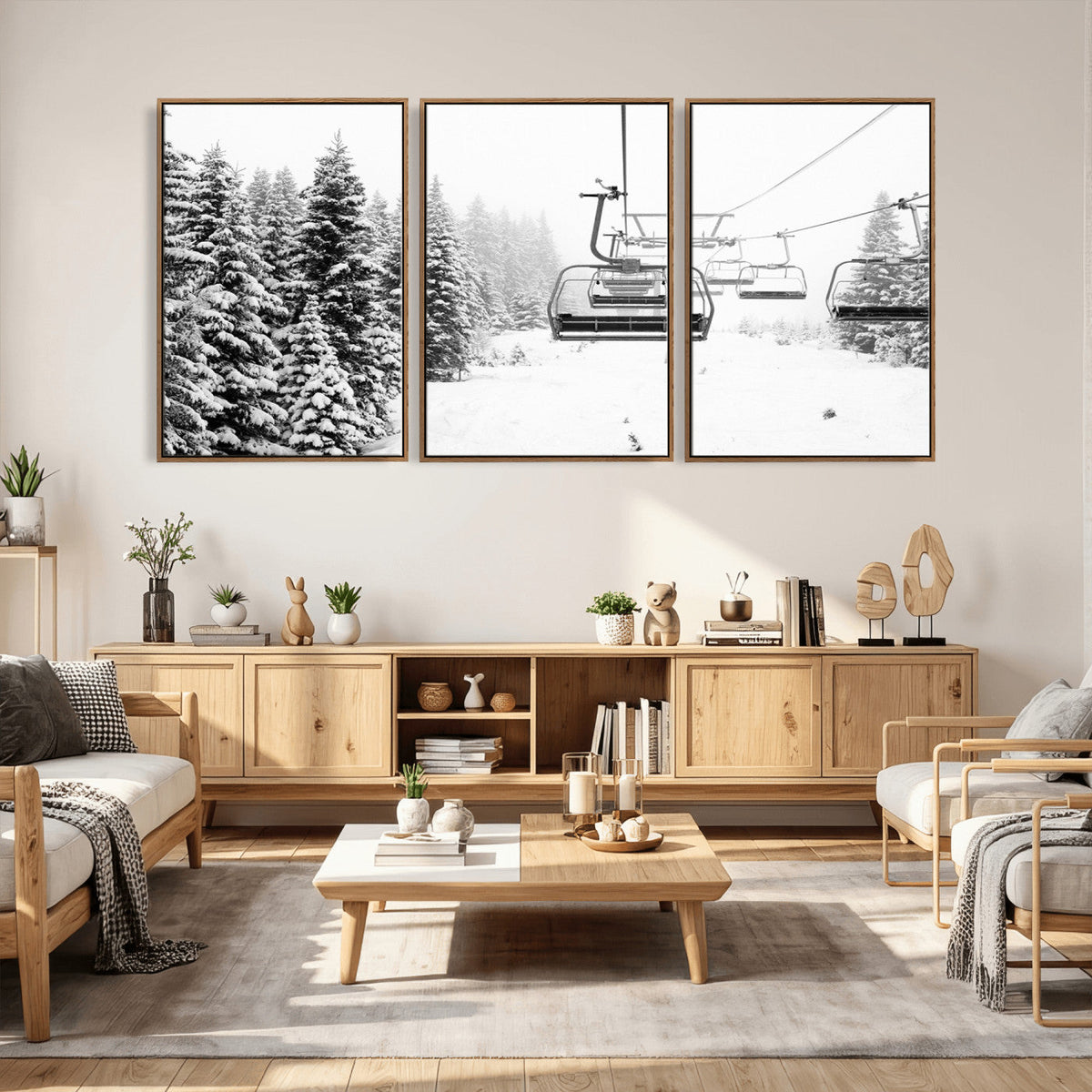 Ski Wall Art - Ski Lift Wall Art Canvas Print Snow Covered