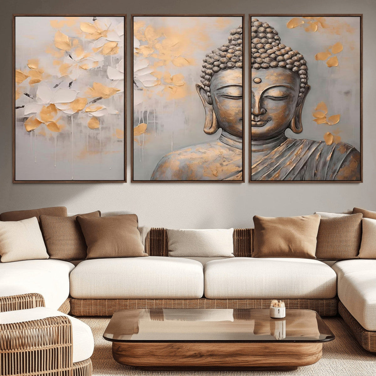 Abstract Buddha Statue Wall Art Canvas Print - Modern