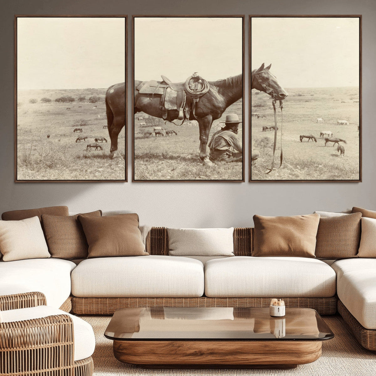 Cowboy Wall Art - Western Horse Canvas Print - Vintage