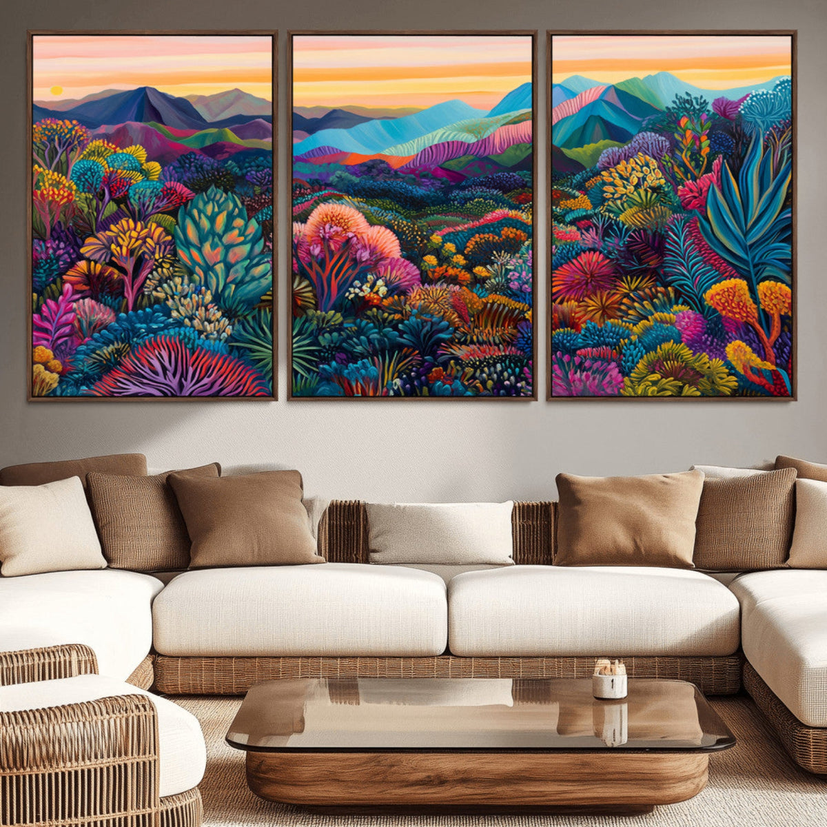 Colorful Abstract Landscape Wall Art Print Canvas - Vibrant