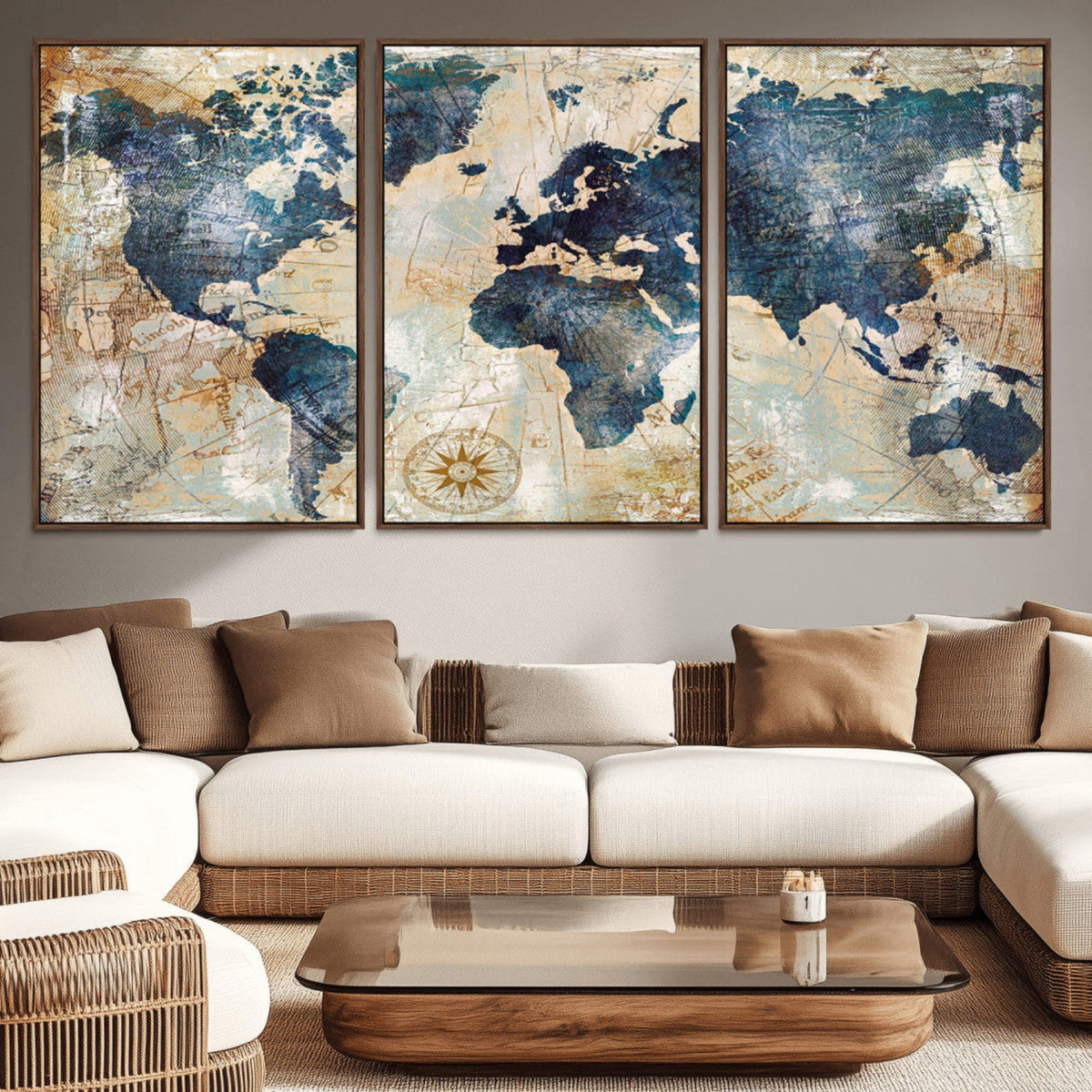 World Map Canvas Print – Framed Wall Art for Couples,
