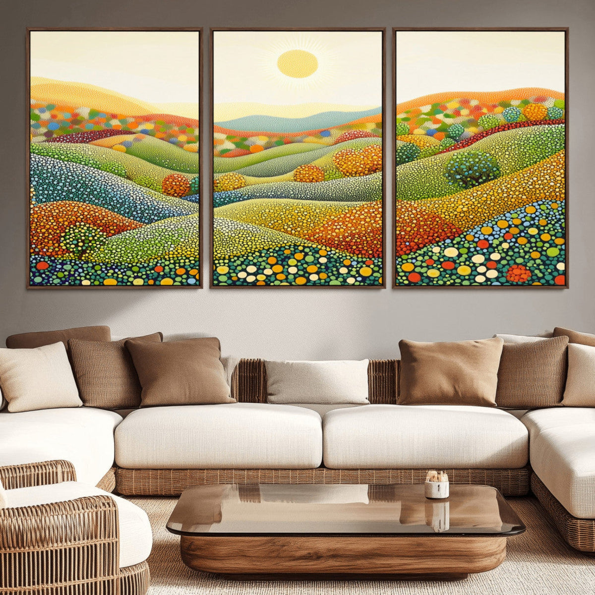 YAYOI KUSAMA Wall Art - Colorful Dot Art Landscape Canvas,