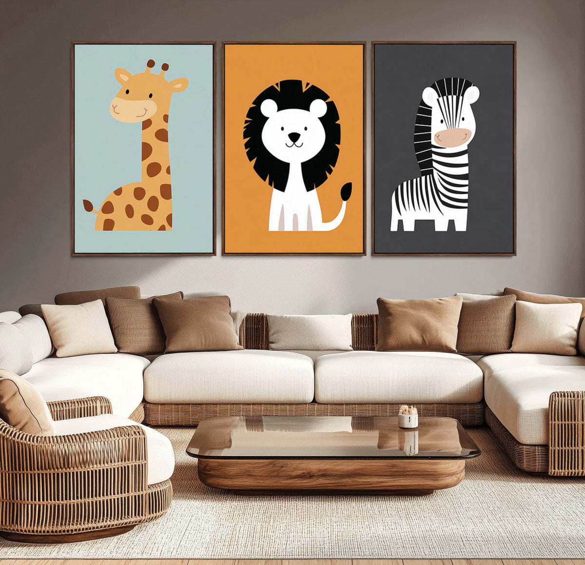 Boho Jungle Animal Nursery Wall Art Prints – Safari Decor