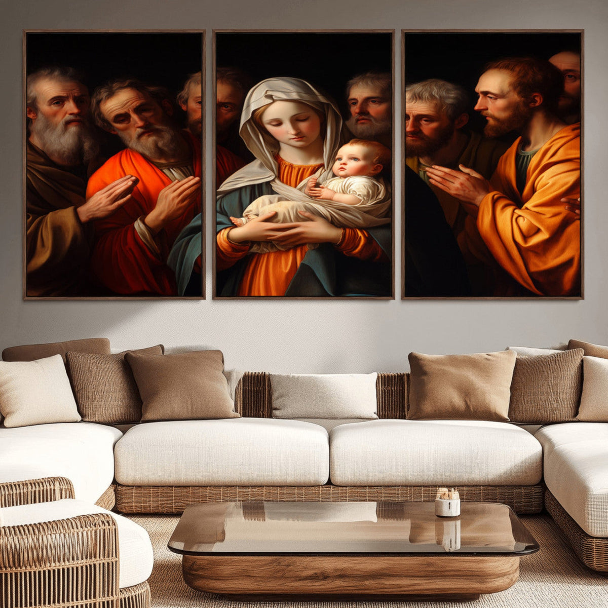 Religious Canvas Wall Art Print - Madonna and Child with