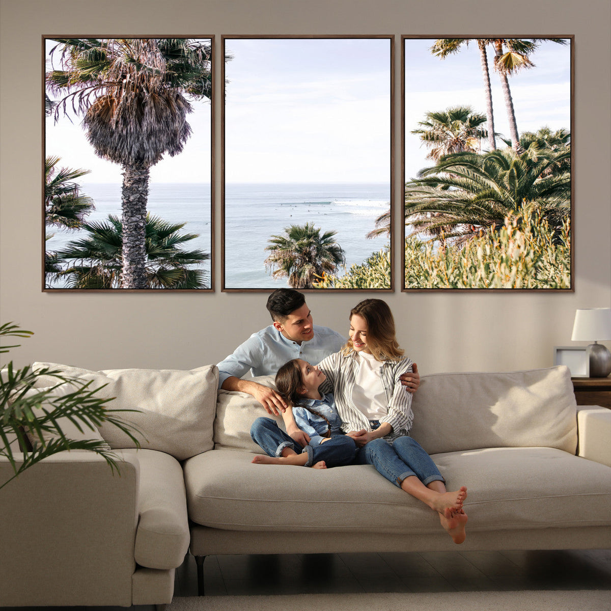 Coastal Palm Trees Wall Art Canvas Print – Framed Ocean