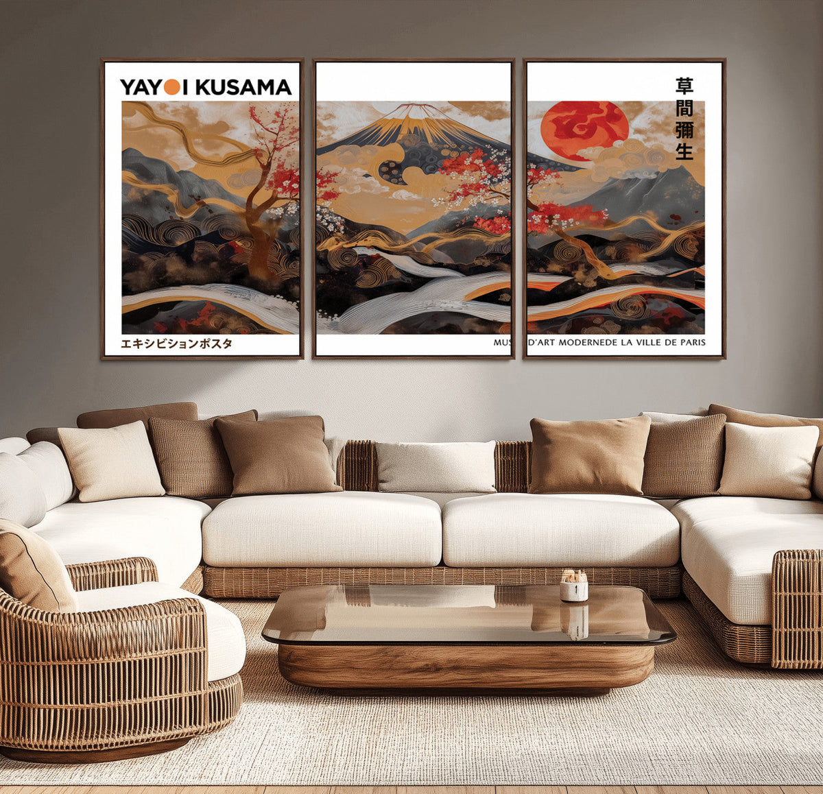 Modern Japanese Wall Art Canvas Print – Framed Abstract
