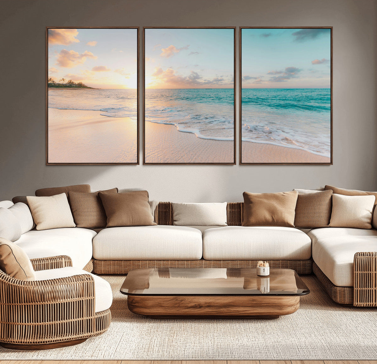 Beach Sunset Wall Art Canvas Print – Framed Ocean Waves
