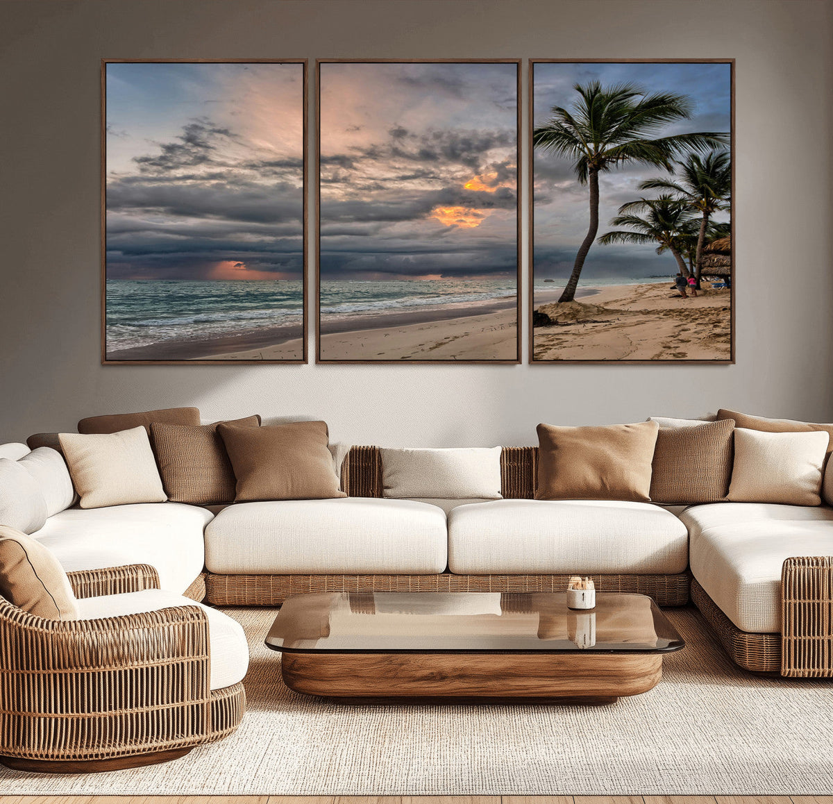 Tropical Storm Wall Art Canvas Print – Framed Moody Beach