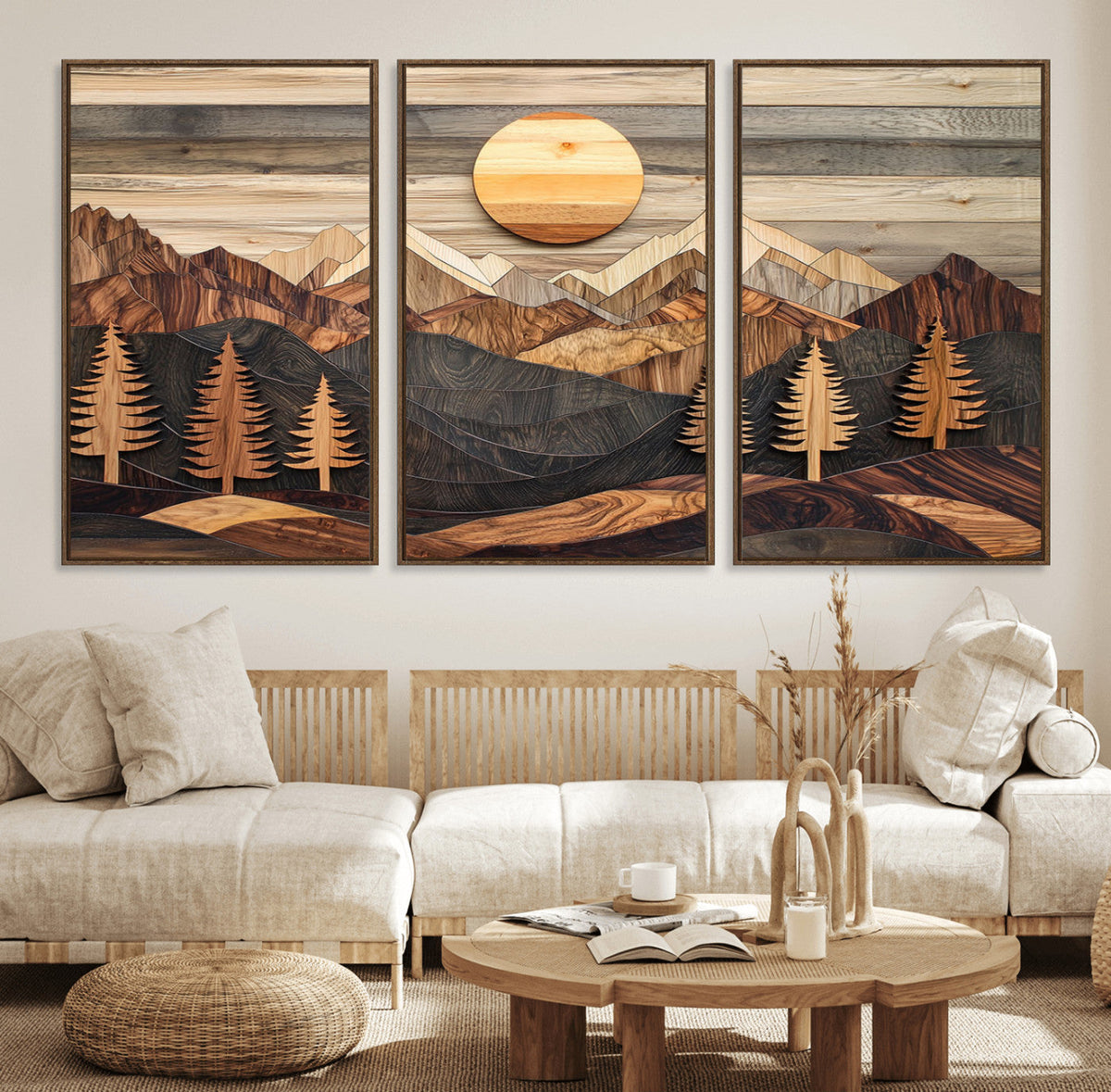Wood Mountain Wall Art Canvas Print – Layered Forest and