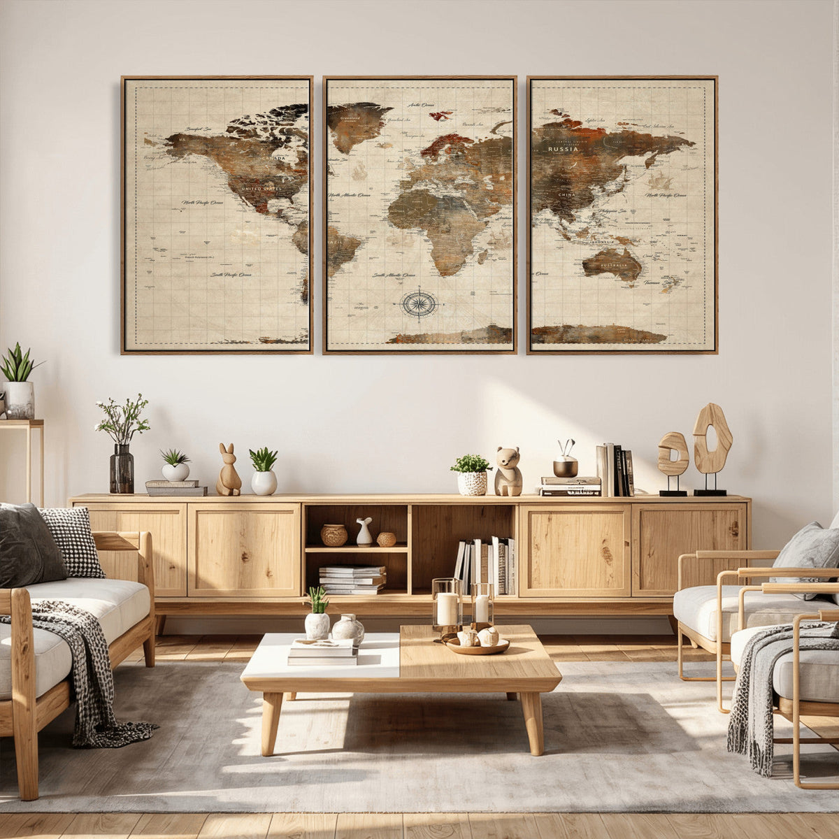 World Map Canvas Print – Framed Detailed Map of the World