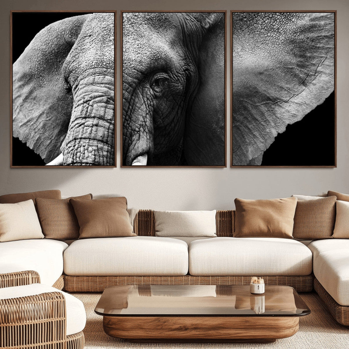 Big Elephant Close Up Wall Art Canvas Print