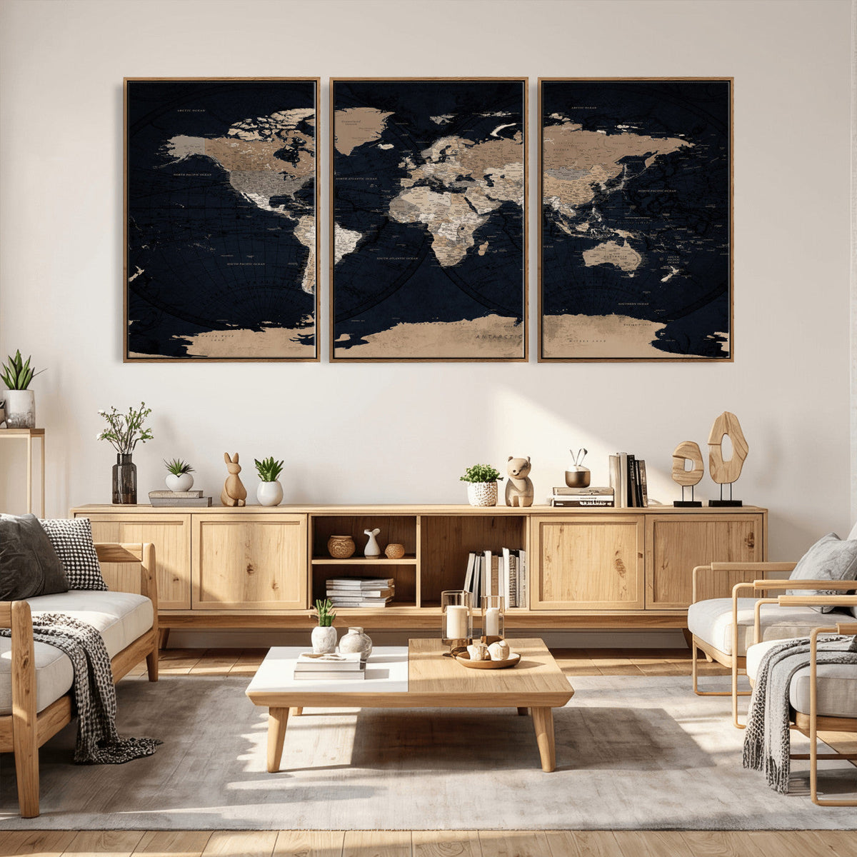 Grunge Wall Art World Map Canvas Print