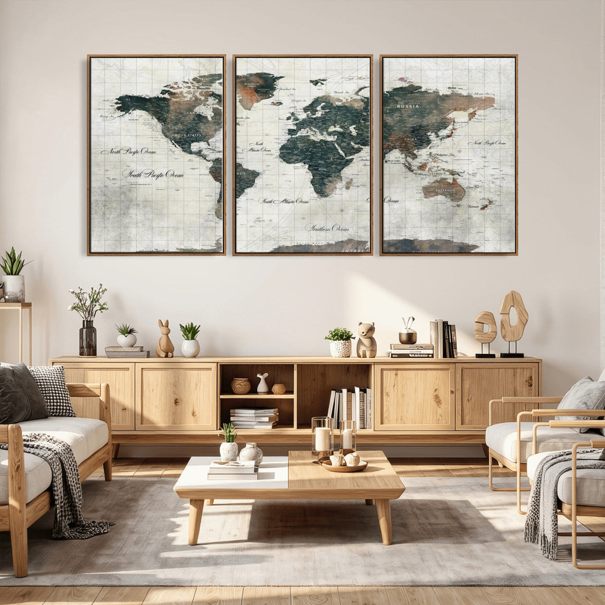 World Map Canvas Print – Framed Travel Map Wall Art for