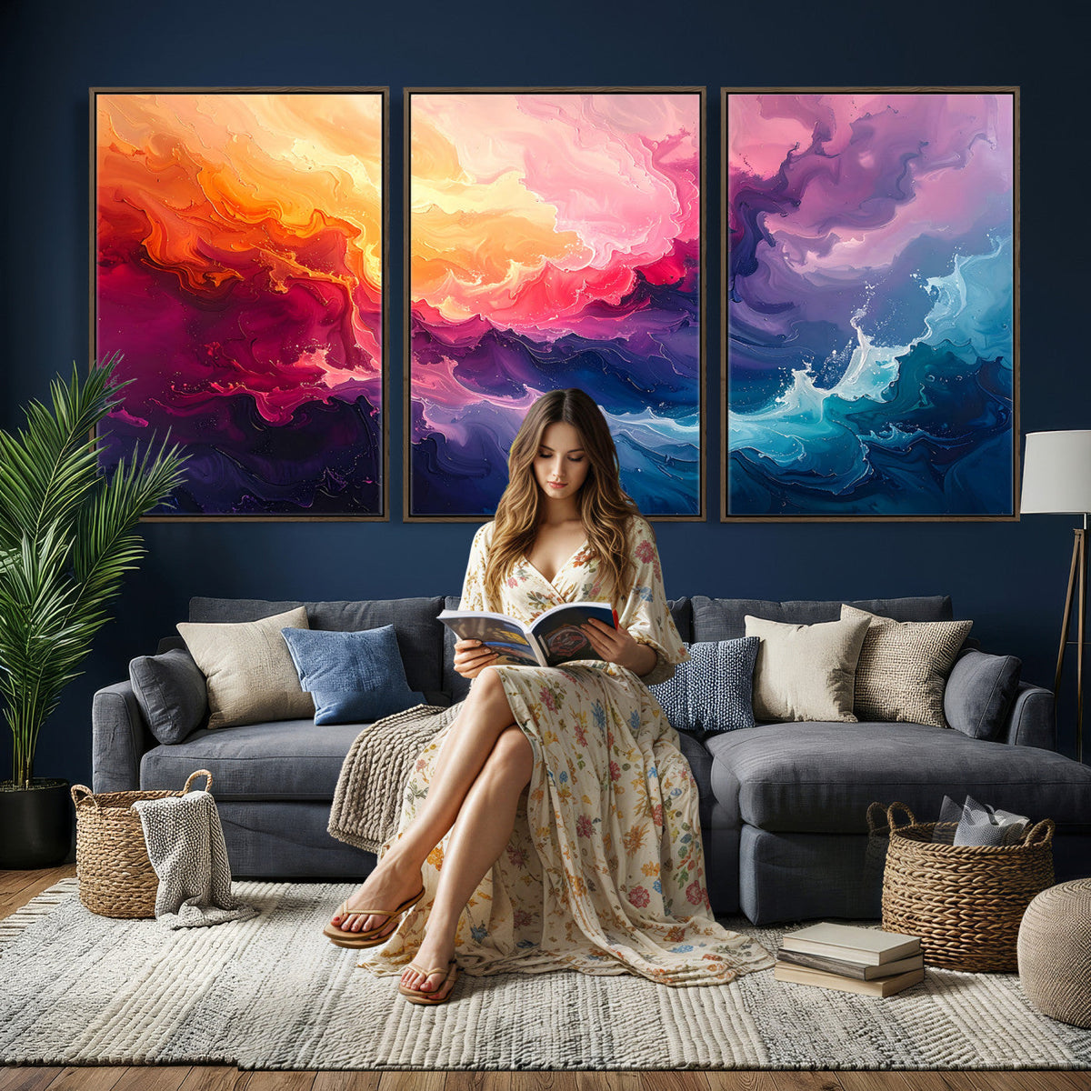 Colorful Abstract Canvas Wall Art Print, Vibrant Popup Color Art Print