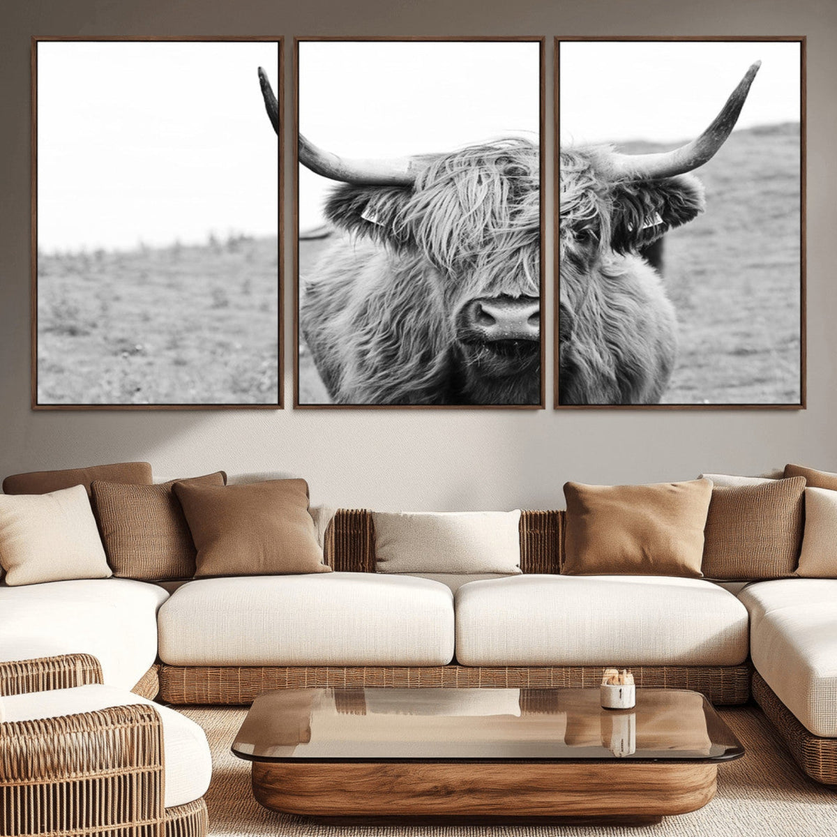 Newfoundland Cow Art Wall Art, Black White Cow Art Wall Art