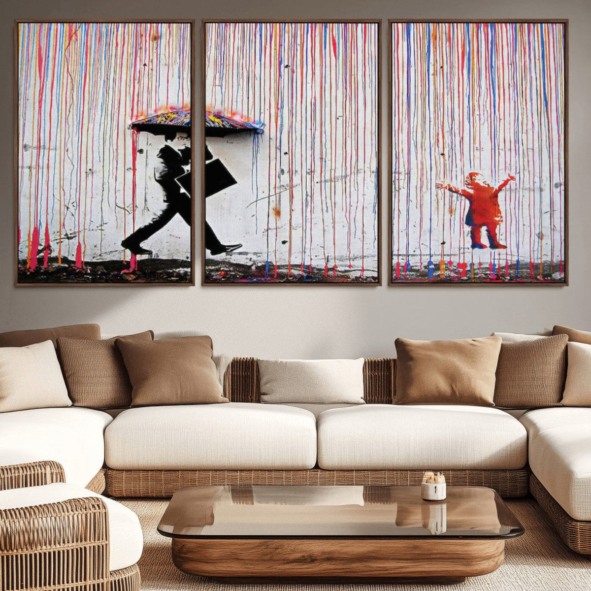 Banksy Wall Art Canvas Print, Framed Graffiti Art Picture