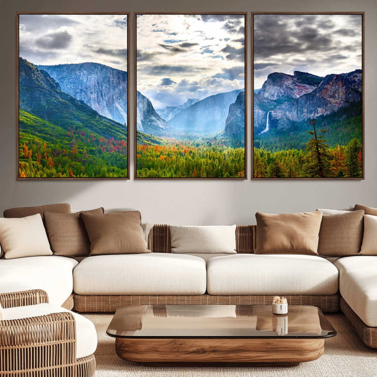 Yosemite Park Half Dome 3 Panel Canvas Print | Large Giclée