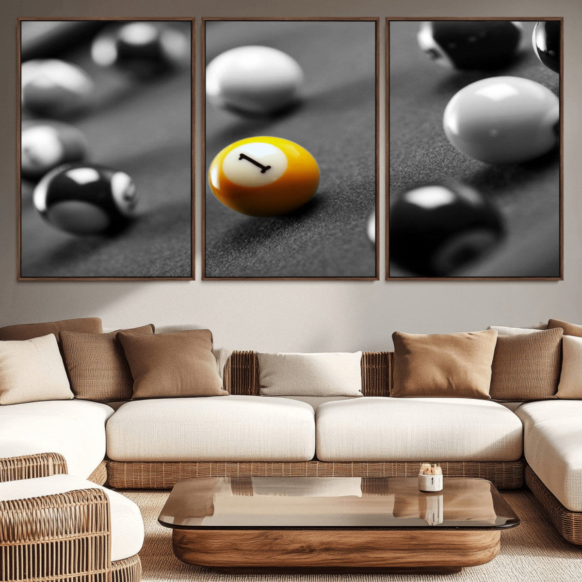 Wall Art Pool Table and Balls Canvas Print