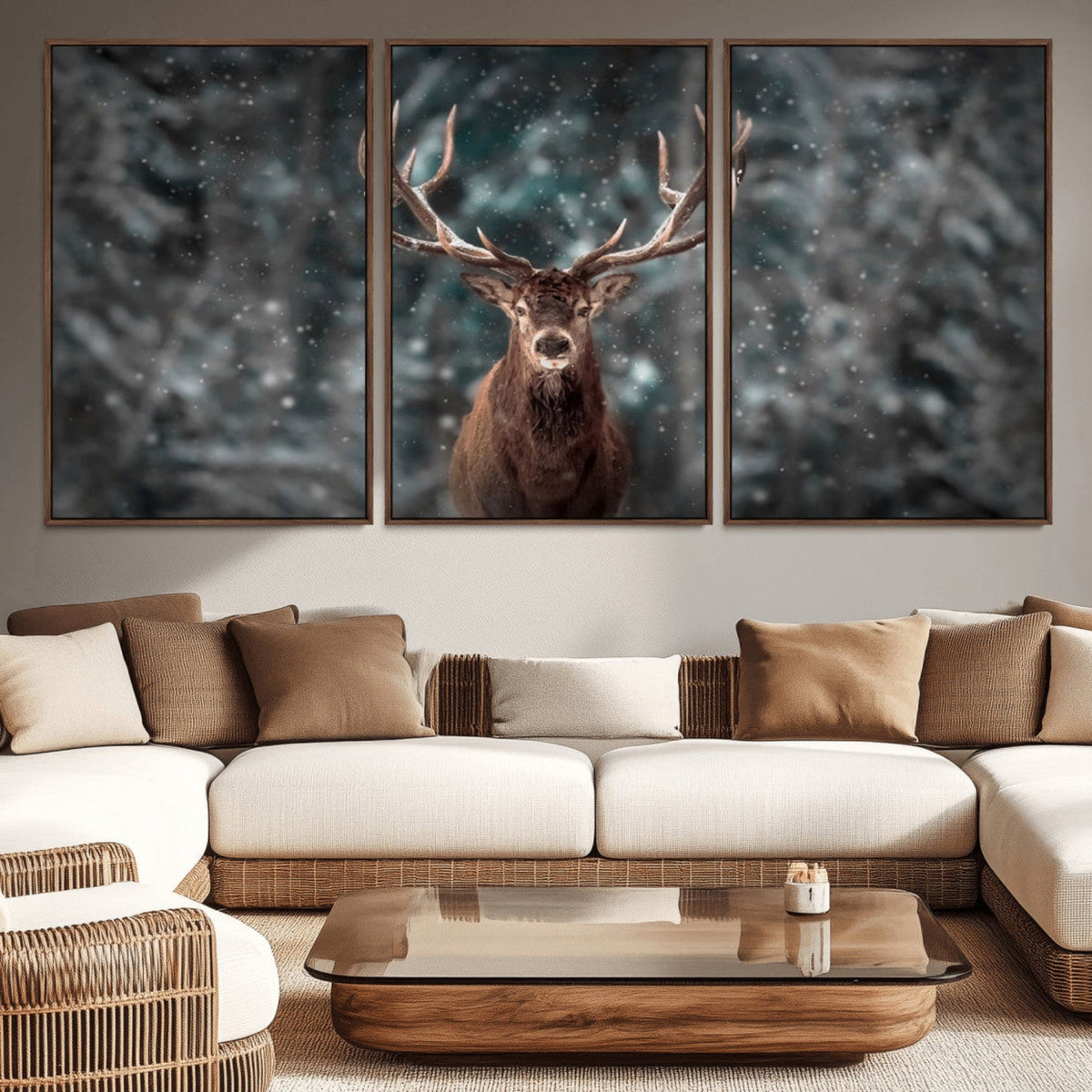 Wall Art Deer Art Animal Canvas, Framed Wall Art Deer Canvas