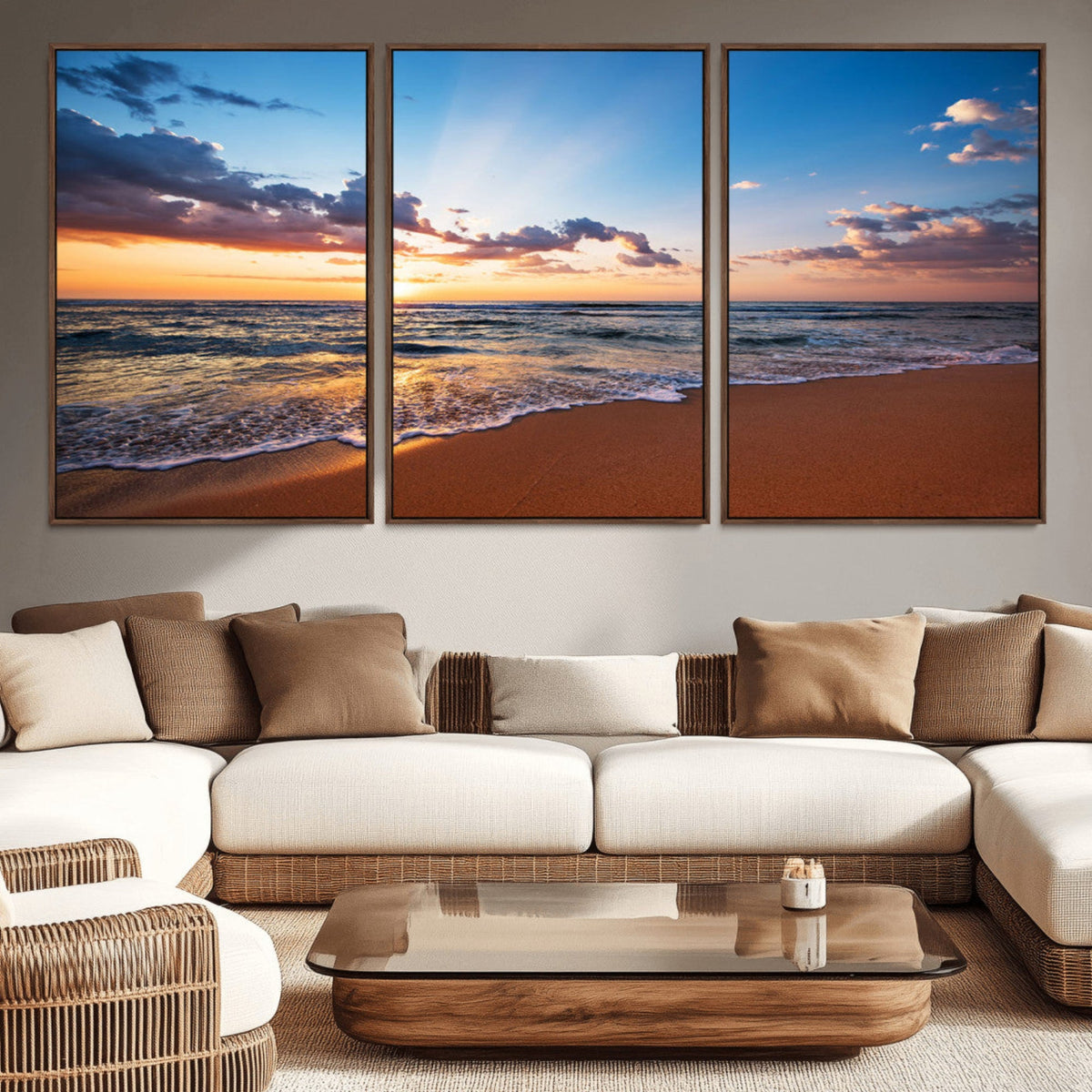 Golden Hour Beach Sunset Wall Art | Canvas Print | Ready to